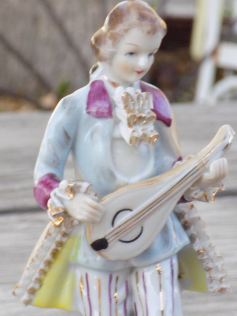 VINTAGE BONE CHINA LACE BONE CHINA LACE  Man w Sting Instrument *